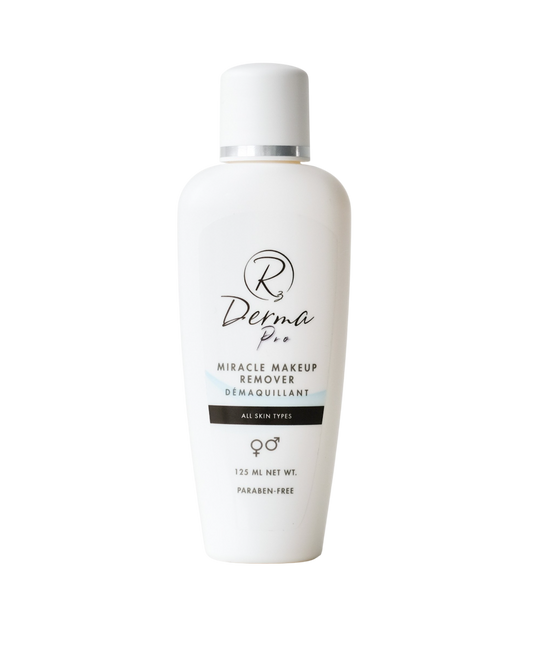 White bottle of R3 Derma Pro Miracle Makeup Remover