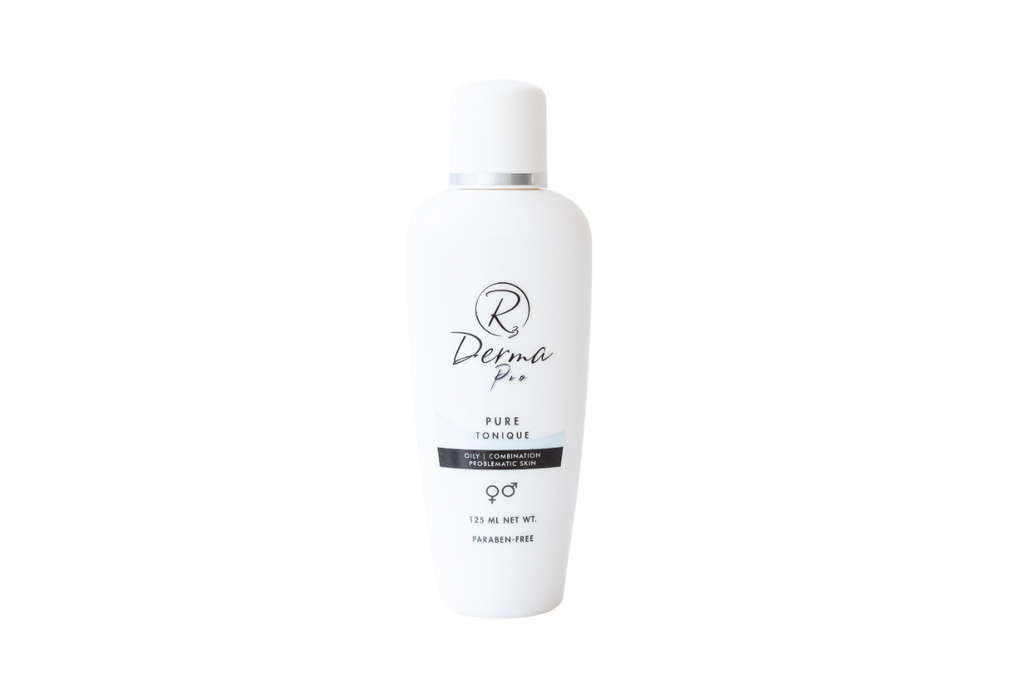 White bottle of Derma Pro Pure Tonique on a white background